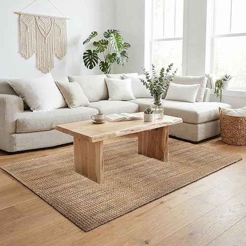 Croft&Cane Handspun Jute Area Rug – Premium Reversible Natural 4x6 ft Rug | Handwoven Chunky Textured Tan Beige Neutral Carpet for Rustic Farmhouse Décor, Living Room, Dining Room, Bedroom, Office - size: 6' x 4' (Rectangular)