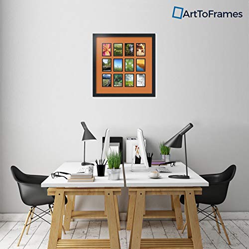 ArtToFrames Double-Multimat-1156-712/89-FRBW26079 Collage Photo Frame Double Mat with 12-3.25x4.75 Openings and Satin Black Frame - color: October fest, size: 12 - 3.25x4.75