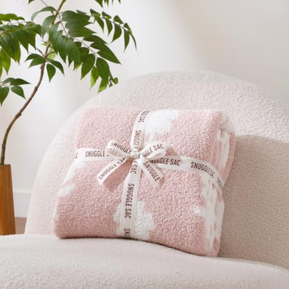 Snuggle Sac Twin Size Bedding Blanket, Pink Flower Throw Blanket for Couch, Microfiber Fluffy Warm Cozy Fuzzy Soft Reversible Blankets, Pink, 60x80 inches - color: Flower Pink, size: Twin(60"x 80")