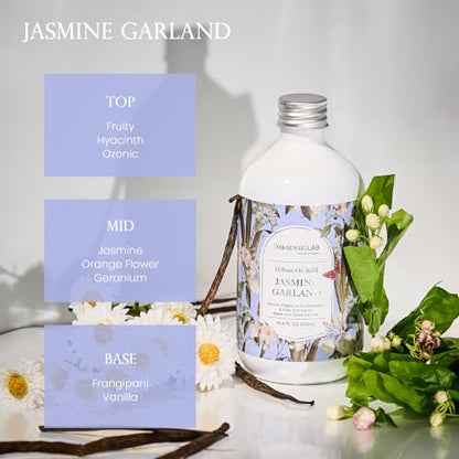 M&SENSE Reed Diffuser Set, Jasmine Garland, 17oz Natural Essential Oil | Non-Toxic Organic, Long-Lasting Fragrance, Ideal for Bathroom, Bedroom, Gifts for Women - color: Jasmine Garland