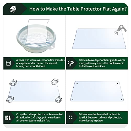 Crystal PVC Table Mat - 1.5mm Thick, 12x48 Inch Clear Table Cover Protector, Rectangular Plastic Desk Pad; Non-Slip, Heat Resistant - color: Clear1.5 Rectangle, size: 12" x 48"