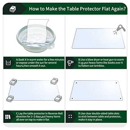 Crystal PVC Table Mat - 1.5mm Thick, 12x48 Inch Clear Table Cover Protector, Rectangular Plastic Desk Pad; Non-Slip, Heat Resistant - color: Clear1.5 Rectangle, size: 12" x 48"