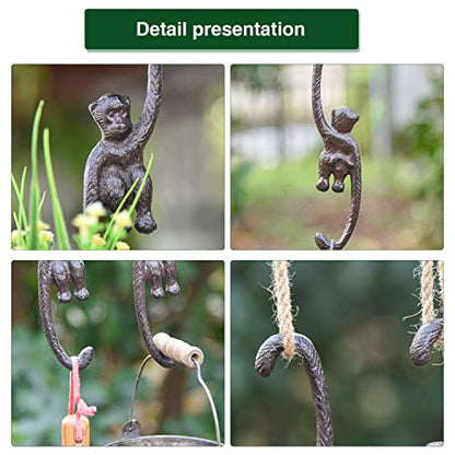 Sungmor Cast Iron Plant Hangers, 2PC 7.9 Inches Monkey Hooks | Large S Planter Hanger, Ceiling Extender Hooks for Hanging Plants, Flower Basket, Plant Pot, Macrame Plant Holder, Lantern - color: Monkey Hooks - 2pcs