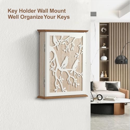 Wood Wall Mounted Key Holder 6 Key Hooks Key Organizer for Entryway | Wood wall mounted organizer rack with 6 key hooks decorative key hanger holder home decor office entryway hallway