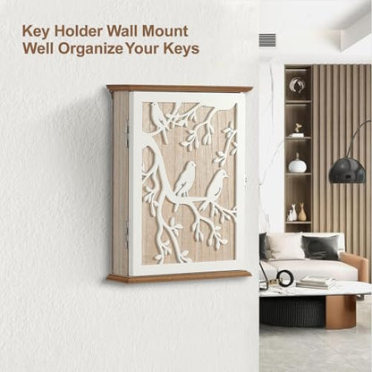 Wood Wall Mounted Key Holder 6 Key Hooks Key Organizer for Entryway | Wood wall mounted organizer rack with 6 key hooks decorative key hanger holder home decor office entryway hallway