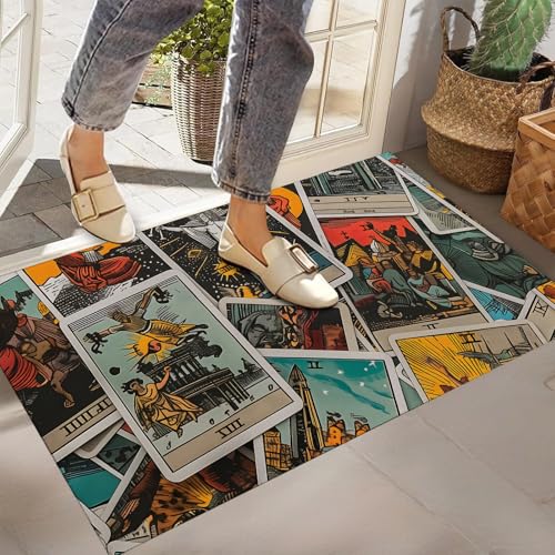 Tarot Indoor Door Mat,Non-Woven Fabric Door Mat,Anti-Slip Backing Welcome Mat for Front Door,Indoor Entrance,Kitchen, Bedroom,Living Room-Durable Floor Mat for Home Decor & All Seasons - color: Tarot42