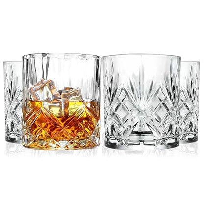 Barski Whiskey Glasses - Double Old Fashioned Rocks Glass - Set of 4 Lowball Tumbler - DOF Crystal Glass Tumblers - For Scotch - Bourbon - Water - Beverage - Drinking Glasses - 10.5 oz, Made in Europe - size: Set of 4 Tumbler 10.5 oz