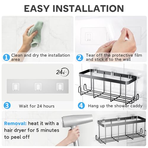 20 Pack Shower Caddy Adhesive Replacement, Waterproof Shower Shelf Adhesive Strips, Strong Flat Hooks for Bathroom Storage Shelves and Kitchen Racks No Drilling, Clear - color: Transparent-20 Pack