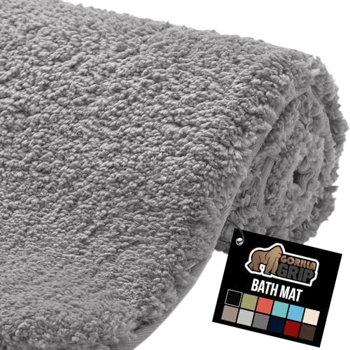 GORILLA GRIP Bathroom Rugs, 30x20, Ultra Soft Absorbent Mat, Thick Plush Bath Rug, Machine Washable, Microfiber Quick Dry, Mats for Shower, Bathtub and Floor, Home Decor Accessories, Grey - color: Grey, size: 30" X 20"