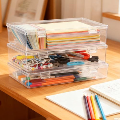Rainmae 5" x 7" Photo Storage Box, 10 Pack Extra Large Photo Boxes, Acid-Free Photo Storage Containers, Seed Organizer Craft Storage Box for Pictures, Tasks, Scrapbooking, Stationery Storage, Clear