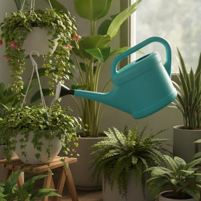 Long Spout Watering Can for Indoor Plants, Lightweight Blue PP Plastic with Narrow Tip for Precise Pouring - size: 16.54 x 3.94 x 13.39 in
