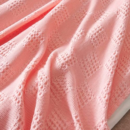 LGYKUMEG 100% Cotton Waffle Knit Blanket,Lightweight,Breathable and Soft, Waffle Weave Weave Throw Blankets for Single Bed and Couch,Pink, 100 x 150 cm / 39 x 59 inch - color: Pink, size: Throw 39x59 inch