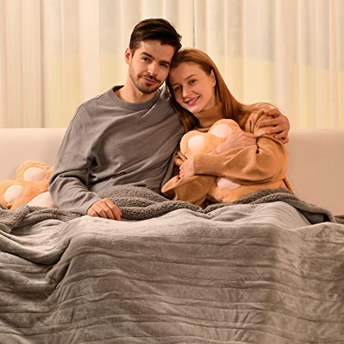 Bearhug Electric Blanket Twin Size, 90°F-108°F Fast Heating Throw with 10 Heat Levels & 1-12H Auto Shut-Off, Machine Washable Soft Velvet and Sherpa Heated Blanket for Bed or Couch, Taupe - color: Taupe-velvet & Sherpa, size: Twin Size 62" × 84"