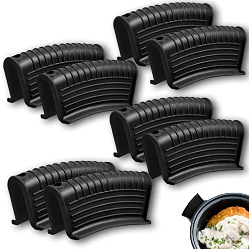 8 Pack Cast Iron Pot Assist Handle Covers, High Heat Resistant Anti-Slip Silicone Skillet Handle Cover for Any Frying Cast Iron Skillet Metal Pan, Washable Reusable Rubber Pot Holder Sleeve Black - size: Black-8 Pack