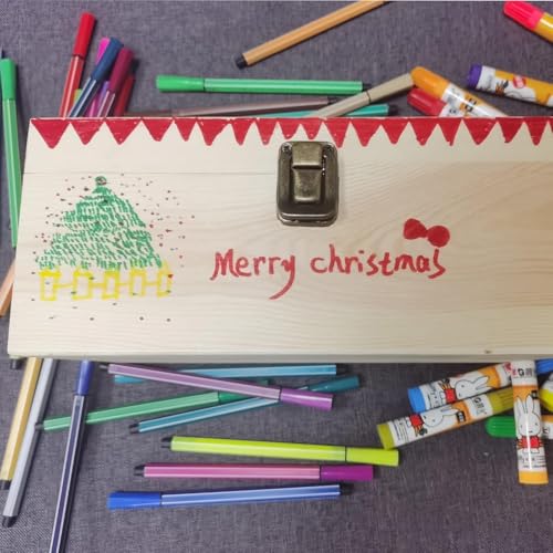 Wooden Box with Hinged Lid - 8x6x3 Inch Unfinished Wood Box for Crafts DIY | Plain Natural Solid Pine Storage Box with Clasp for Jewelry, Art Supplies, Keepsake Desk Organization and Gift Decor
