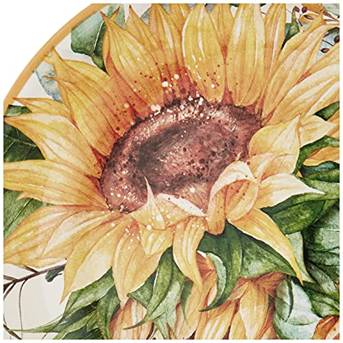 Sunflower Fields 9" Soup/Pasta Bowls, Set of 4 – 38 oz Ceramic Bowls Great for Pasta, Salad, Chili, or Hearty Meals – Everyday Dining or Elegant Entertaining Use - size: Large