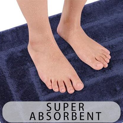 Bath Rug Non Slip,Navy Blue Indoor Doormat,20"x32" | Small Area Rug,Rubber Backed,Soft microfiber,Absorbent,Machine Washable,Bathroom,Entryway,Kitchen,Hallway - color: Navy Blue1