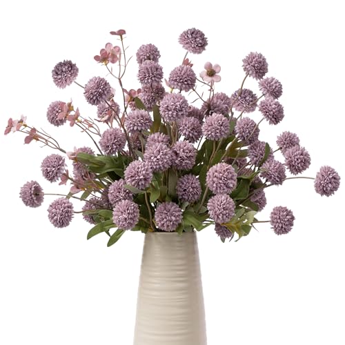 8PCS Purple Fake Flowers Artificial Chrysanthemum Faux Mums Matching 2PCS Rose Red Daisy Faux Flowers for Vase Fall Long Stems Flower Silk Flower for Home Decor Wedding Decor,20.5In (No Vase) - color: Purple+daisy