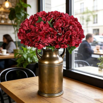 Kimura's Cabin 6Pcs Hydrangea Artificial Flowers Silk Hydrangeas,Dark Red | Faux Hydrangea Flowers with Stems Fake Flowers ,Wedding Bouquets Arrangement,Home Table Centerpieces,Baby Shower Party Decor - color: Dark Red