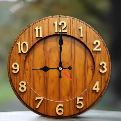 Natural Teak Wood Minimalist Wooden Wall Clock 25cm×25cm