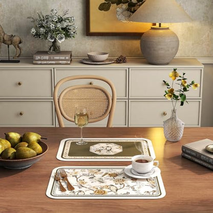 Vinyl Waterproof Placemats Set of 6 Rectangular,12"*17"-Murad A | Wipeable Beautiful Print Place Mats,Stain Resistant,Heat Resistant,Everyday Meals,Kitchen,Dinning,Holiday,Decor - color: Murad a