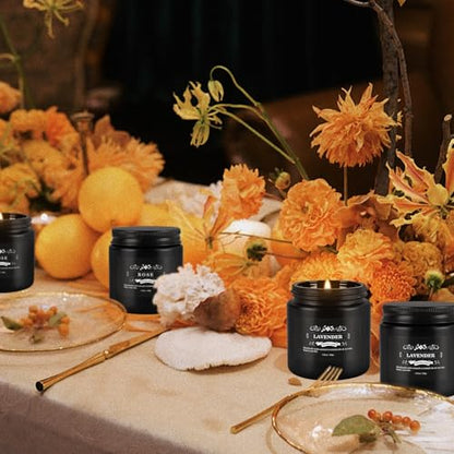 WPONSZU 12 Pcs Halloween Scented Candles with Added Natural Essential Oils, 3.05oz, Suitable for Various Festivals, Parties, Yoga, and Home Scene(Black) - color: Black