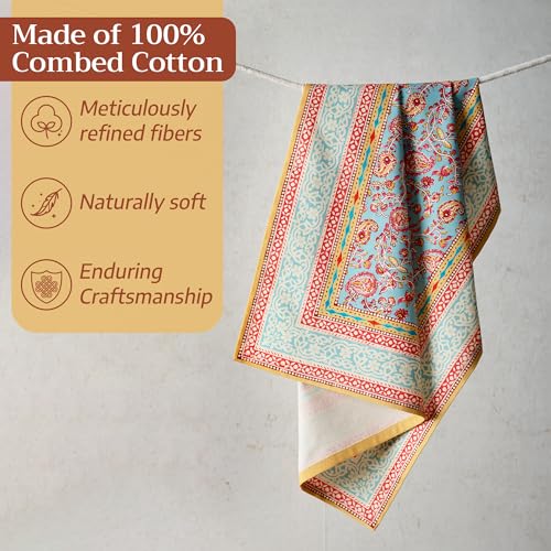 Maison d' Hermine Kitchen Towels Set of 3 100% Combed Cotton 27.50"x20" | Cloth Tea Dish Towels Absorbent with Hanging Loop for Kitchen Dining Party Wedding Hotel Home Spring Summer - Lauris - color: 030 - Lauris