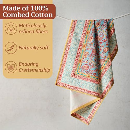 Maison d' Hermine Kitchen Towels Set of 3 100% Combed Cotton 27.50"x20" | Cloth Tea Dish Towels Absorbent with Hanging Loop for Kitchen Dining Party Wedding Hotel Home Spring Summer - Lauris - color: 030 - Lauris