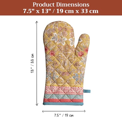 Maison d'Hermine Oven Gloves 100% Cotton Oven Mitt (7" x 13", Pack of 1) | With Loop Heat Resistant BBQ Cooking Gloves Baking Grilling Kitchen Handling Hot Pans Spring Summer - Marquise - color: 001 - Marquise, size: 7.5" x 13" (Oven Mitt)