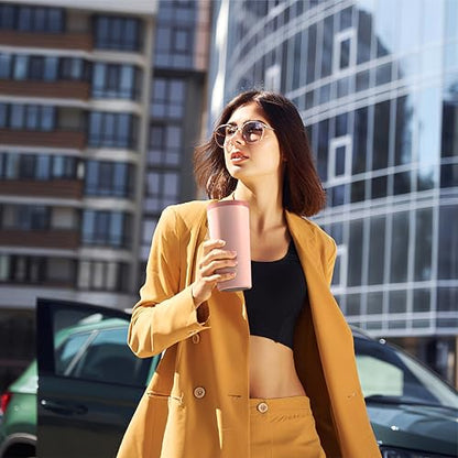Ideus 17 oz Travel Coffee Mug, Double Wall Vacuum Stainless Steel Insulated Coffee Tumbler With Lid, Splash-Proof & Cup Holder Friendly, Keeps Drinks Hot/Cold, Dishwasher Safe, Blush - color: Blush