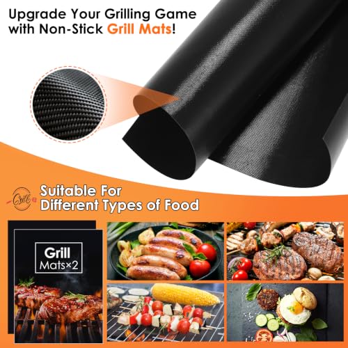 Yoehka BBQ Grilling Accessories Set, 34Pcs Heavy Duty Grill Tools, Brown | For Outdoor Camping, Grilling Gifts for Fathers Day, Men Dad, Stainless Steel Barbecue Utensils Kit, Includes Mats and Glove - style: Brown handle