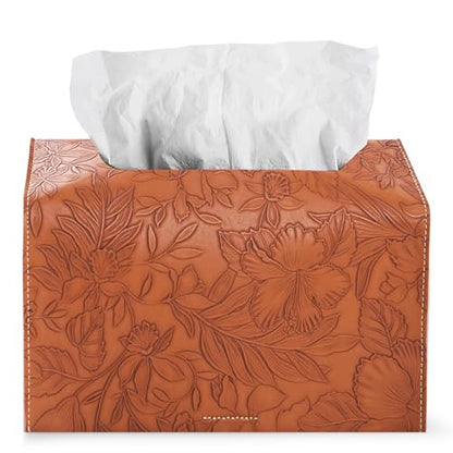 Leather Cover for Disposable Paper Hand Towel Box, Compatible with Kleenex Paper Hand Towel(1-Carved Brown) - color: 1-carved Brown