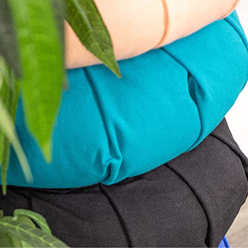 Myga Zafu Yoga Meditation Cushion with Washable Cover - Floor Cushion Pillow with Natural Buckwheat Filling - Soft Round Cotton Design for Meditating or Pranayama Exercises - color: Turquoise