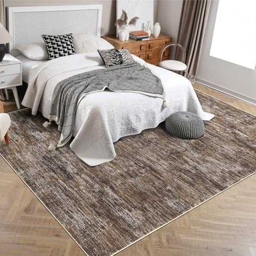 Bedroom Rug 3x5 Washable Rug for Living Room Small Entryway Carpet with Rubber Backing Stain Resistant Dining Room Throw Mat Modern Solid Color Area Rug for Bedside Kitchen, Brown - color: Brown, size: 3' x 5' (Rectangular)