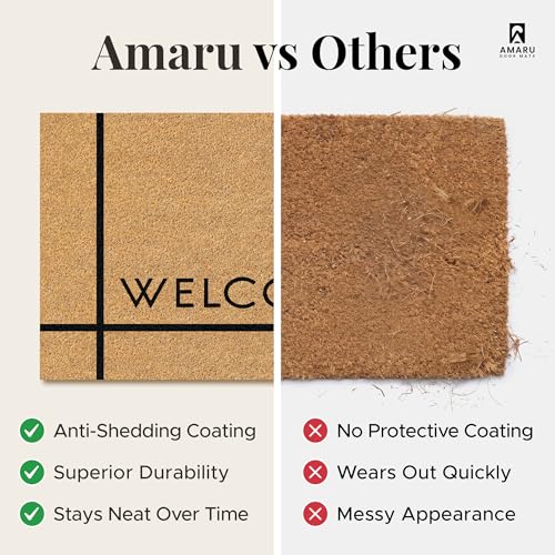 Coir Welcome Mat, Non-Slip, Welcome Classic 7, 17x29 in | 100% Natural Coir, Anti-Shedding, Durable PVC Backing, Traps Dirt and Mud, Indoor and Outdoor Entryway, Easy to Clean - color: Welcome Classic 7