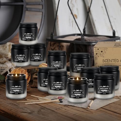 12-Pack Scented Candles Set - Men Candles for Home Scented, 3.5oz Soy Wax, Long Lasting Candle, Soy Candle Gifts Set for Men, Birthday, Valentine, Christmas, Anniversary Present - color: 12Pack-Black gradient