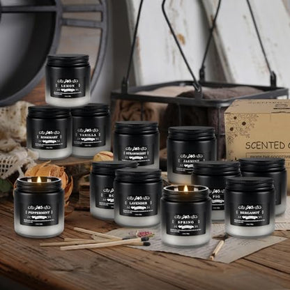 12-Pack Scented Candles Set - Men Candles for Home Scented, 3.5oz Soy Wax, Long Lasting Candle, Soy Candle Gifts Set for Men, Birthday, Valentine, Christmas, Anniversary Present - color: 12Pack-Black gradient