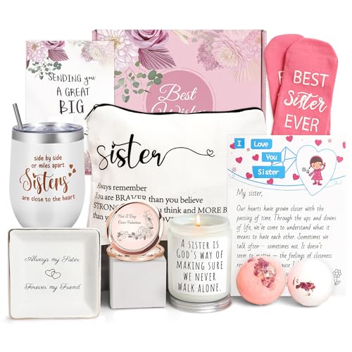 Sister Birthday Gifts, Sisters Gifts from Sister, 9PCS Unique Gift for Sisters Gift Baskets Ideas for Christmas, Birthday, Mothers Day, Valentines Day - color: Gifts for sisters