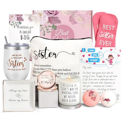 Sister Birthday Gifts, Sisters Gifts from Sister, 9PCS Unique Gift for Sisters Gift Baskets Ideas for Christmas, Birthday, Mothers Day, Valentines Day - color: Gifts for sisters