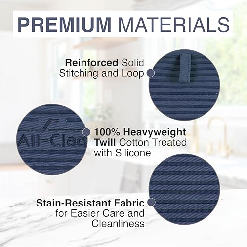 All-Clad Premium Pot Holder & Hot Pad: Heat Resistant to 500 Degrees - 100% Cotton, 10"x6.25" Hot Pad for Kitchen and Barbeque, (2-Pack), Indigo - color: Indigo, size: 2 Pack