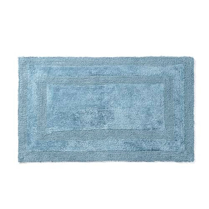 Akiko 100% Cotton Bath Mat, Soft Plush Reversible Bathroom Rug 20x32 Blue | Bath Mats for Bathroom Absorbent Quick Dry Anti-Skid Machine Washable Bath Mats for Bathroom Shower Bathtub - color: Blue
