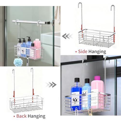 Hanging Shower Caddy, Over the Door Organizer Rack, Stainless Steel Rustproof Shower Shelves, Large Storage Shelf for Inside Shower
