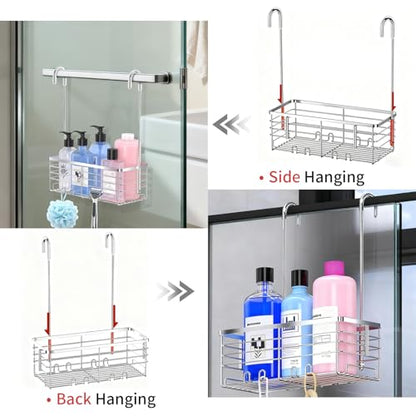 Hanging Shower Caddy, Over the Door Organizer Rack, Stainless Steel Rustproof Shower Shelves, Large Storage Shelf for Inside Shower