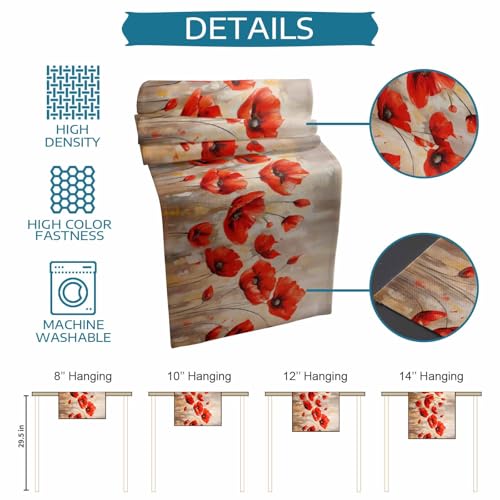 Table Runner and Placemats Set of 4 Red Flower Floral Decorative Dining Table Runner with Matching Placemats Branch Leaves Plant Nature Table Decor for Kitchen Dining Room and Everyday Use 13x90in - size: 13"x90"+4pcs