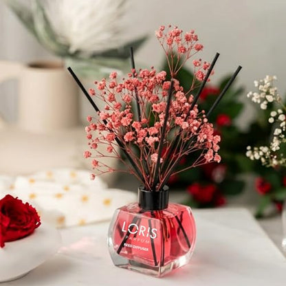 Loris Bubble Gum Reed Diffuser Set with Dried Flowers | Reed Diffusers for Home with Sticks | Bathroom Diffuser & Room Scent | Long-Lasting Home Fragrance | 120 mL / 4.06 fl oz - color: Bubble Gum