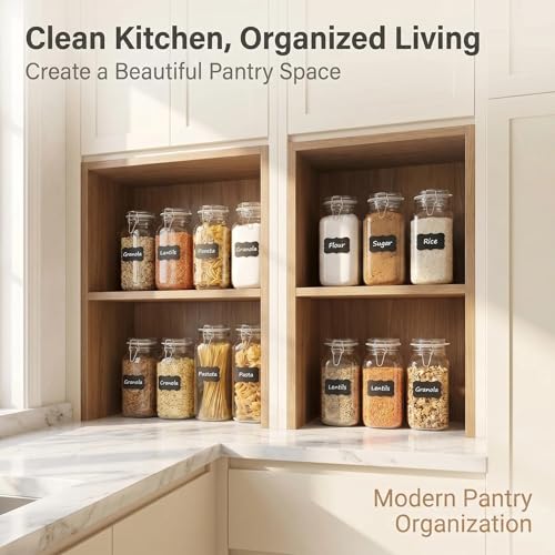 78oz Large Square Airtight Glass Jars with Lids, Wide Mouth Food Storage Canisters, Hold 4lb Sugar or 5lb Rice, Heavy Duty Pantry Containers for Flour, Coffee, Bulk Storage - size: 78 fl oz x 3 - Square