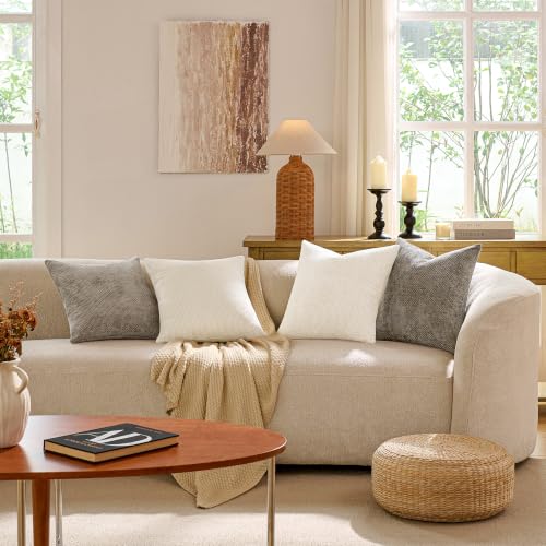 Textured Chenille Pillow Covers 20x20, Pack of 4, Light Brown | Soft textured chenille - color: Neutral Light Brown, size: 20" x 20" (Pack of 4)