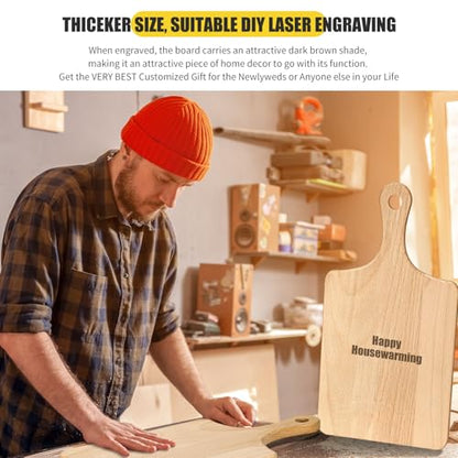 Lounsweer 6 Pcs Wood Cutting Boards Bulk, 13 Inch for Chopping Serving | Thicken Boards with Handle for Cutting Charcuterie Serving, Laser Engraving Material, Wedding Housewarming Gift - size: 13 x 7 inches
