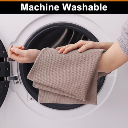 Homaxy 100% Cotton Waffle Weave Kitchen Towels, 8 Pack, Brown | Soft and Absorbent Dish Towels, 16 x 26 Inches Quick Dry Hand Towels - color: Brown, size: 16 x 26 - 8 Pack