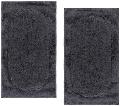 SAFAVIEH Plush Master Bath Collection – Zino Grey Textured Bath Mat Set of 2, 21" x 34", Cotton with Non-Slip Backing (PMB915C-2134-SET2) - color: Grey